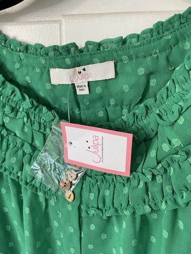 Julipa Womens Green Polka Dot Sheer Blouse With Vest - Size 26 NWT - Picture 2 of 8