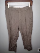 Oscar De La Renta Mens Dress Pants 42R 34 Brown Wool Work Academia A18