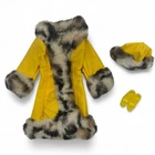 Vintage 1970s Barbie Great Coat #1459 Set - Yellow Animal Print Coat, Shoes, Hat