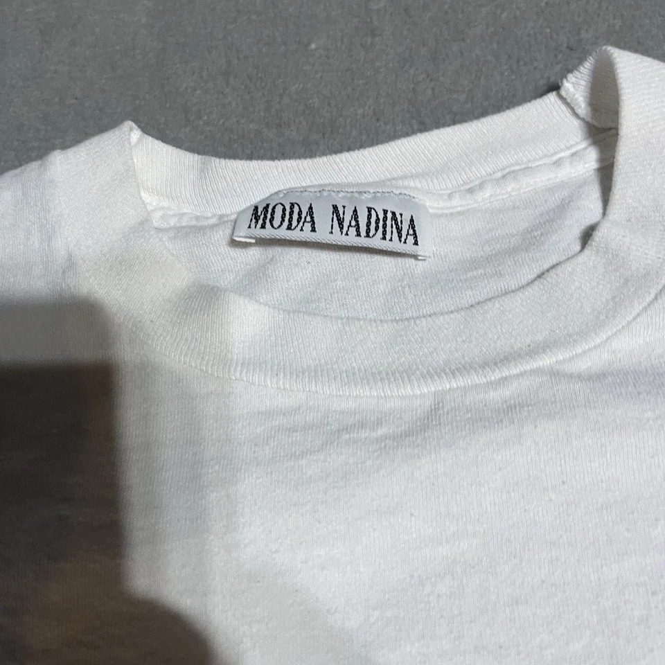 Camiseta Moda Nadina Talla Única Cactus Blanca Puntada Única Estrás Puff Pintura Foto 3 de 4