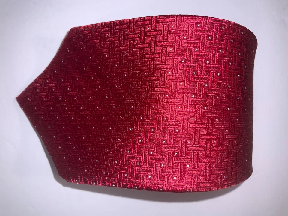 "Corbata GEOFFREY BEENE 100% seda roja, dorada larga 64"" x 3 3/4"" gran corbata de Navidad" Foto 2 de 4