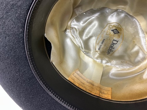 CAPPELLO FEDORA OVALE NERO VINTAGE DOBBS FIVE AVE TG. 59 7 3/8 - Foto 6 di 15