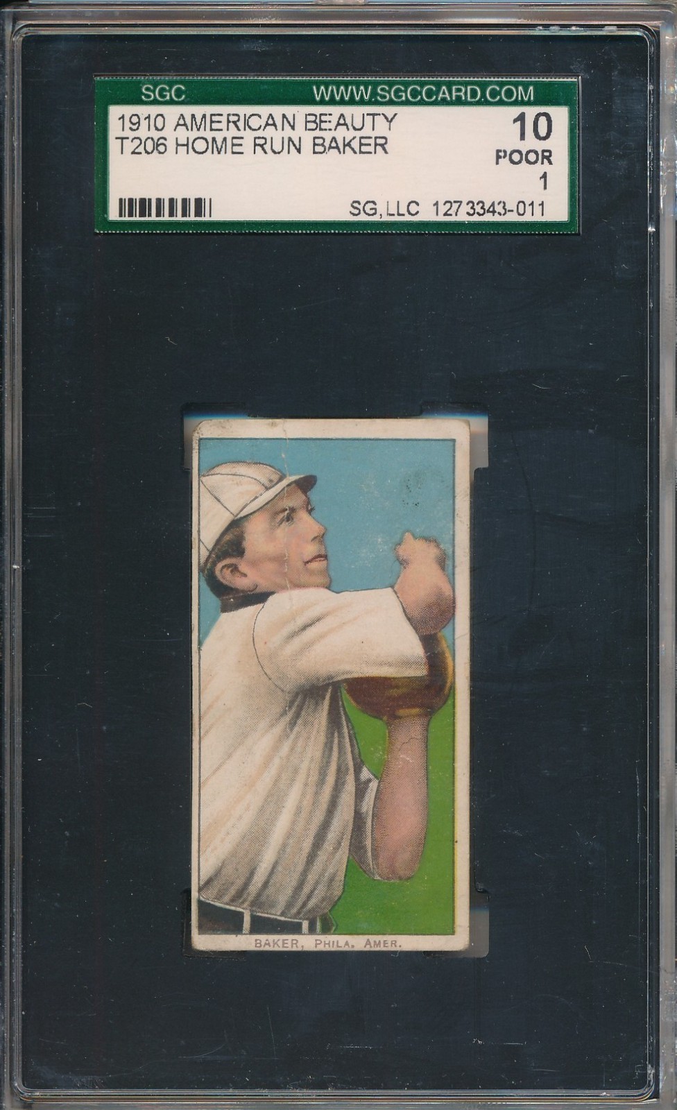 1910 T206 AMERICAN BEAUTY - HOME RUN BAKER - SGC 10 PR 1 (SVSC)
