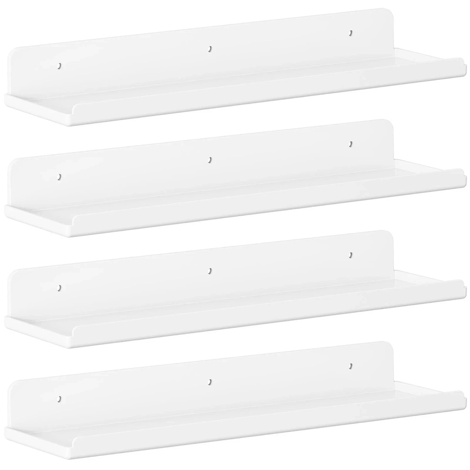 Lifewit Floating Shelves for Wall 6 Pack White Plastic Shelf 38cm Room Decor