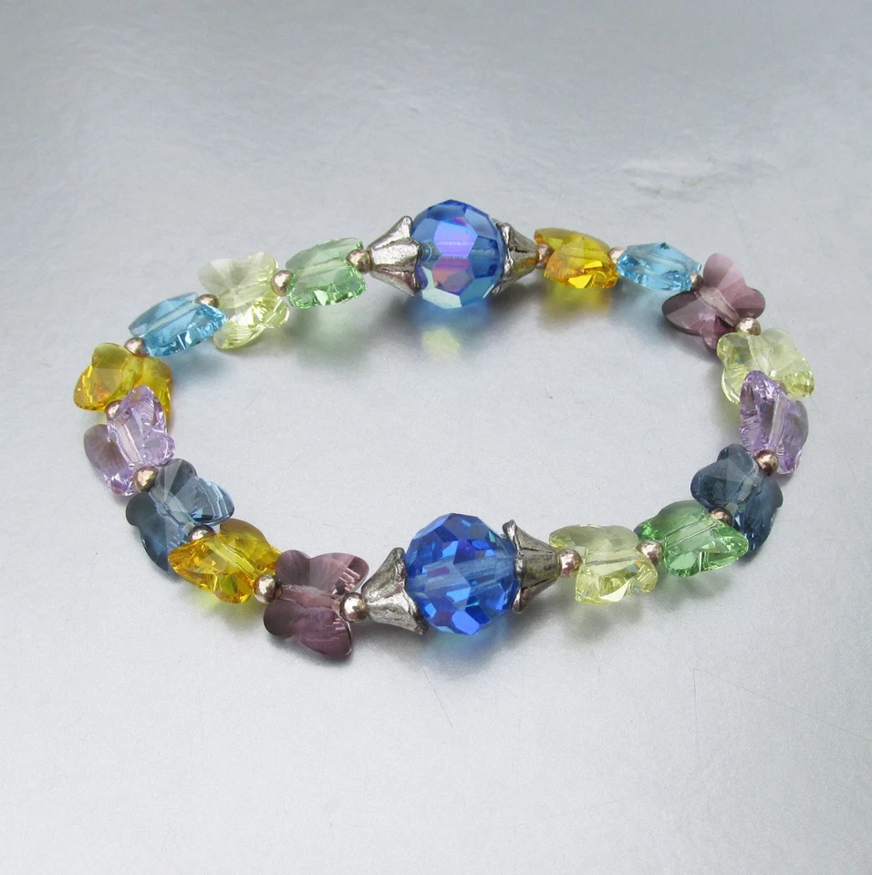 Made with Swarovski Crystals Multi-Color BUTTERFLY Sterling Stretch Bracelet - Image 3 of 3
