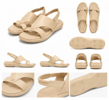 Women's Beige Comfort Slingback Sandals Open Toe Lightweight Casual Walking Shoe