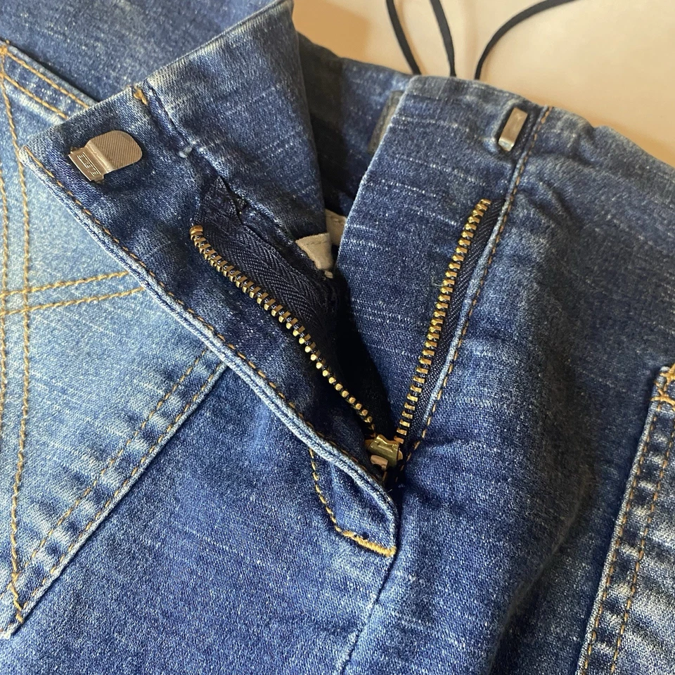 Saia Bisou Bisou Feminina Tamanho 6 Denim Renda Acento Y2K Vintage Anos 90 Saia Linha A - Imagem 3 de 4