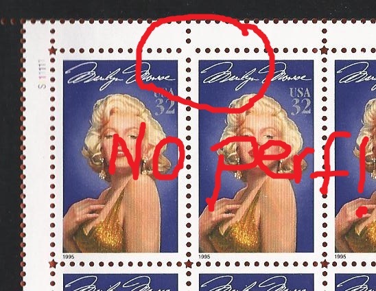 missing star perf perforation Marilyn Monroe Error Pane of