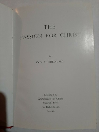 The Passion For Christ John G. Ridley - Picture 2 of 5