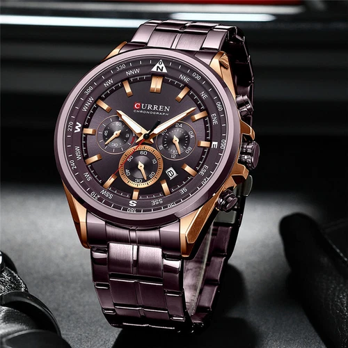 CURREN Fashion Watch Men Chronograph Wristwatch Business Steel Quartz Date Watch - Picture 11 of 28