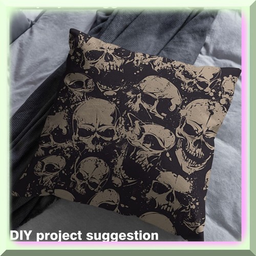 SkullVibe: Grunge Skulls Theme Fabric - DIY Upholstery & Ho - Picture 5 of 7