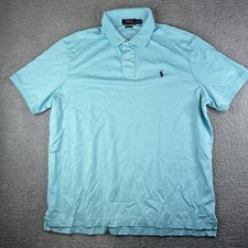 Polo Ralph Lauren Mens Shirt Blue Short Sleeve Classic Fit Collar Pony Logo XL