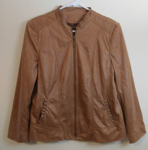 Tanjay Jacket Brown Faux Snakeskin 10P Womens Small Petite - Picture 1 of 7