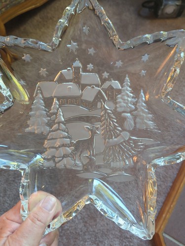 Vintage Mikasa Holiday Classics 13" Crystal Star Platter - Picture 4 of 6