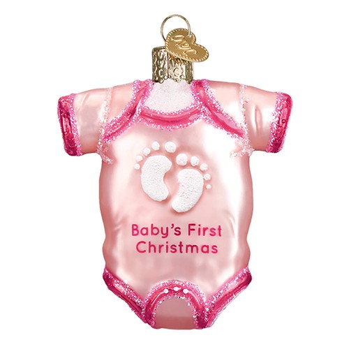 Old World Christmas Pink Baby Onesie No Box - 第 1/1 張圖片