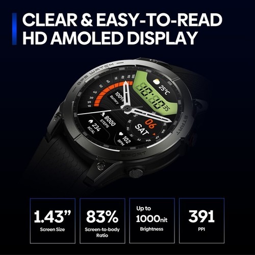 Smartwatch Zeblaze Stratos 3 Pro AMOLED 1.43" Sport Chiamate Bluetooth - Zdjęcie 7 z 15