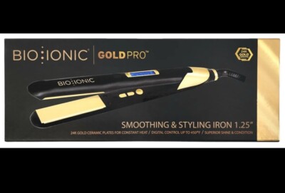 Bio Ionic GoldPro 24K Gold Ceramic Smoothing & Styling Flat Iron 1.25''