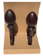 Allen Roth Window Curtain Drapery Metal Holdbacks Distressed Mahogany Finish