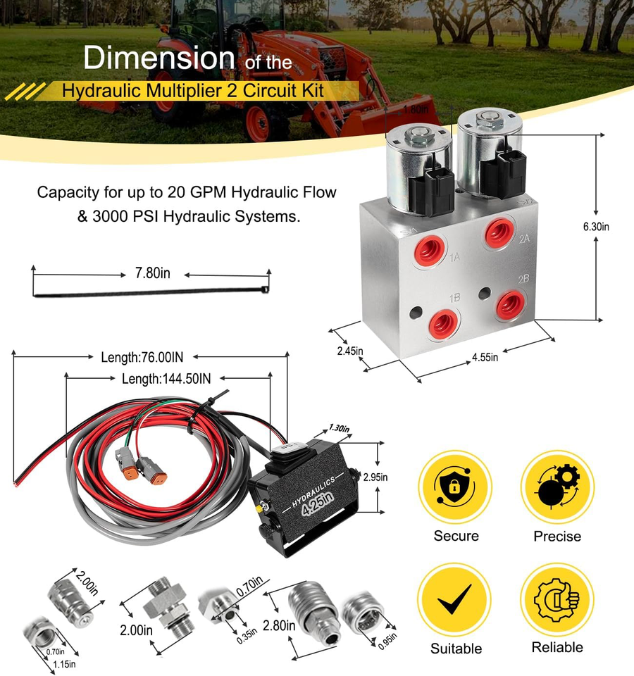 Hydraulic Multiplier SCV Splitter Diverter Manifold Kit with Switch Box ...