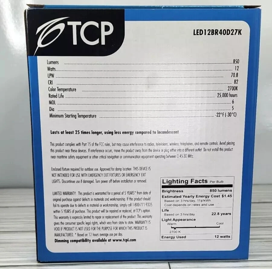 TCP Elite 85w LED 25,000 Hour 850 lumen Light Bulb New in Box Ships Fast!!! - Image 3 of 4
