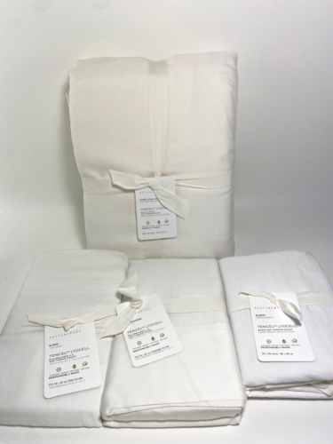 Pottery Barn King / Cal King Tencel Lyocell White Duvet 4 Pillowcases 2 Sham NWT - Picture 1 of 11