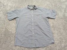L.L. Bean Button Up Shirt Mens Large Regular Check Blue Short Sleeve