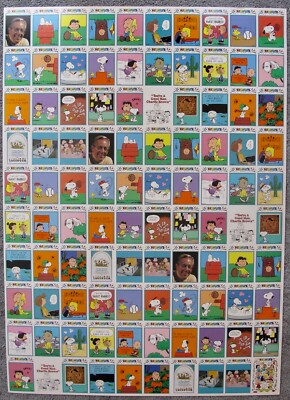CHARLES SCHULTZ PEANUTS Uncut Trading Card Press Sheet Snoopy