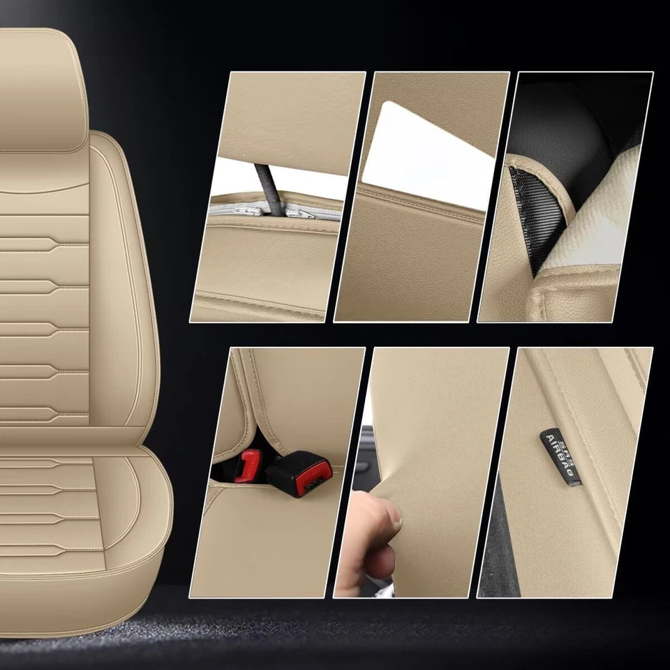 Полный комплект чехлов на 5 сидений для Jaguar E-PACE 2018-2021 годов выпуска искусственная кожа бежевые - Изображение 4 из 4