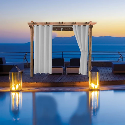 1/2 Stück Wasserdicht Outdoor Terrasse Vorhänge 52" Breit Sichtschutz Verdunkelung Pergola Schatten - Bild 97 von 124