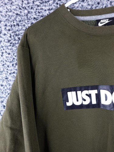 Nike Just Do It Graphic Crewneck Pullover Sweatshirt Men’s Large Green - Picture 2 of 13