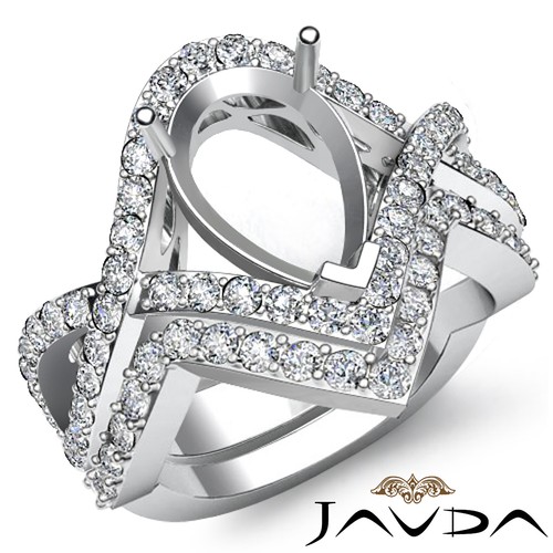 Runder Diamant-Verlobungsring mit geteiltem Schaft gepflasterte Fassung Birne Braut-Set 1,4 ctw. - Bild 14 von 24
