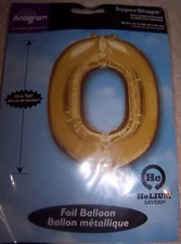 Anagram Super Shape 33" Tall Foil Balloon GOLD  Number 0 Birthday Photo Prop