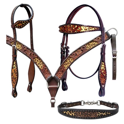 BE Bar H Equine American Leather Horse Saddle Tack One Ear Headstall | Breast
