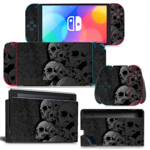 Autocollant tête de mort Skull Skin stickers + film de protection pour Nintendo Switch OLED - Photo 1/1