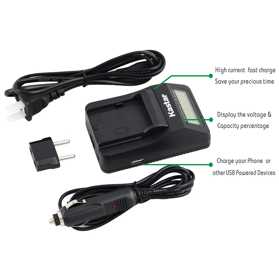 Kastar Battery LCD Fast Charger for Pentax D-LI68 D-LI122 Pentax Q Optio A36 - Imagem 3 de 4