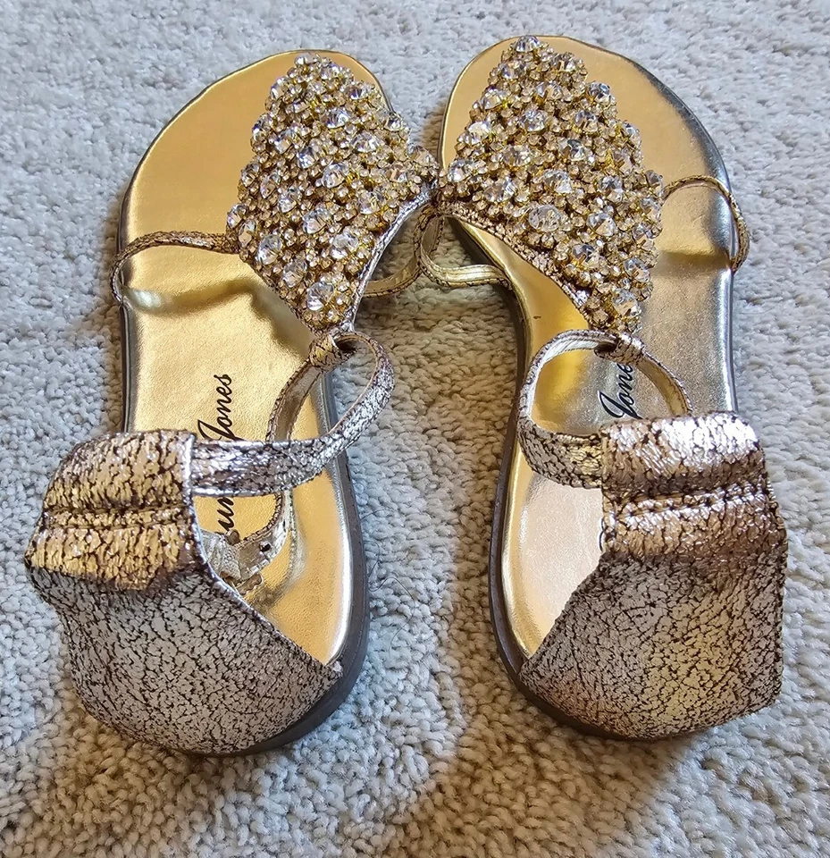 Lauren Jones Fiona-LJ Gold Crinckle 金属色女士凉鞋- 8.5M 码-全新 — 第 4/4 张图片