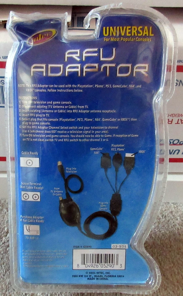 NEW INTEC RFU ADAPTOR Console to TV PS2 PSone Playstation XBox GameCube N64 RARE - Image 2 of 3