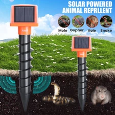 2x Mole Repellent Ultrasonic Solar Powered Animal Mice Repeller for Outdoor Lawn