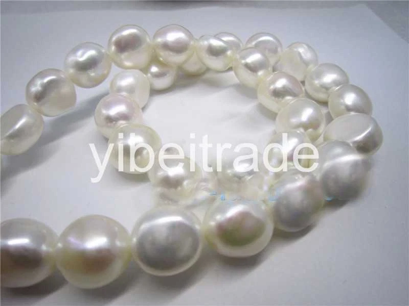 барокко 18'' AAA 12-14 ММ ЮЖНОЕ МОРЕ натуральный белый жемчуг ожерелье 14K золотой застежки - Изображение 2 из 2