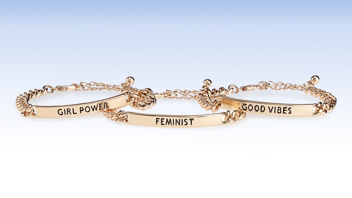 LOREN OLIVIA Set of Gold-Tone Feminist Inspiration Girl Power