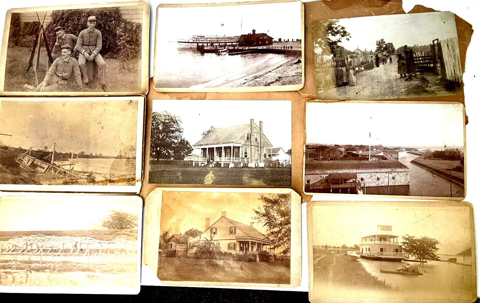POST CIVIL WAR  CABINET CARDS PHOTOGRAPHS SOLDIERS, RIVER BOATS FORT MONROE  LOT