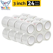 1-24 Rolls Carton Sealing Clear Packing Tape Box Shipping 2 mil 3" x 110 Yards