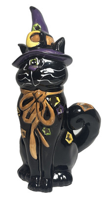 2010 Blue Sky Clayworks Wizard & Black Cat Halloween Tealight Holder