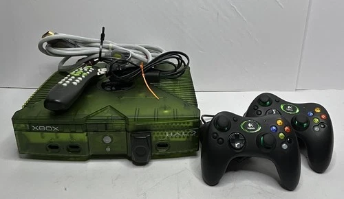 Original Green Xbox Halo Special Edition With Power/AV CordAnd 2 Controllers