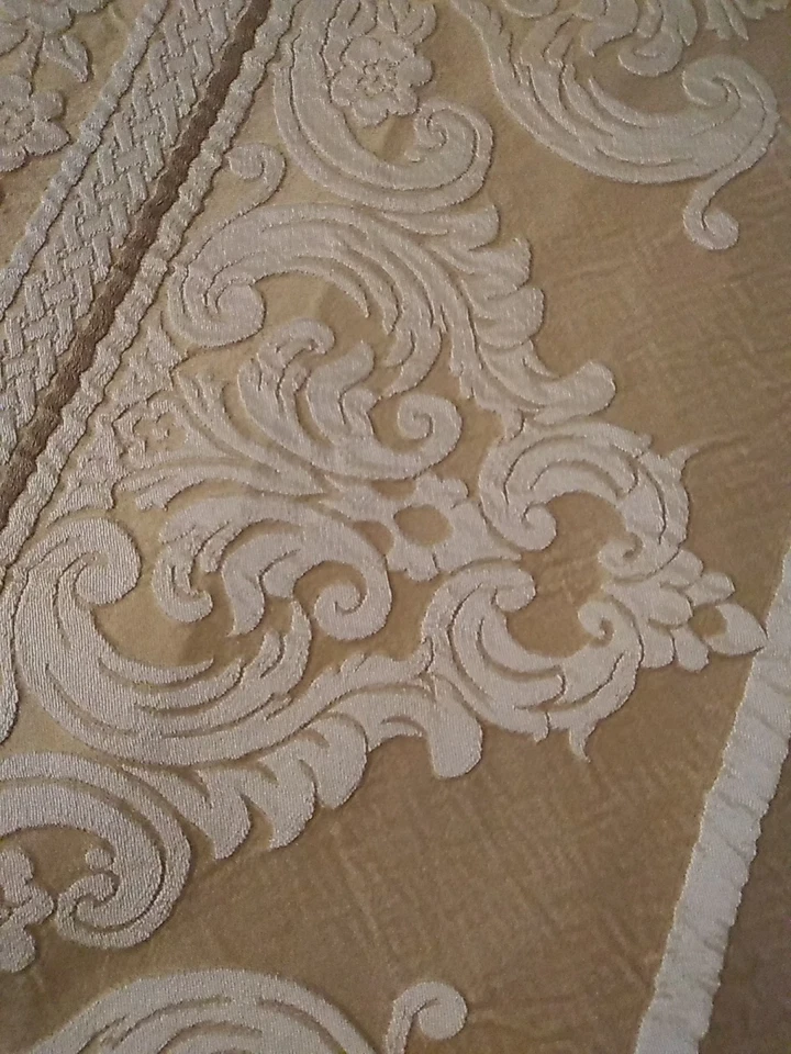 J. Queen New York Curtain 2 Panels Fully Lined Ivory Gold Color Pattern 84 X 48" - Image 4 of 4