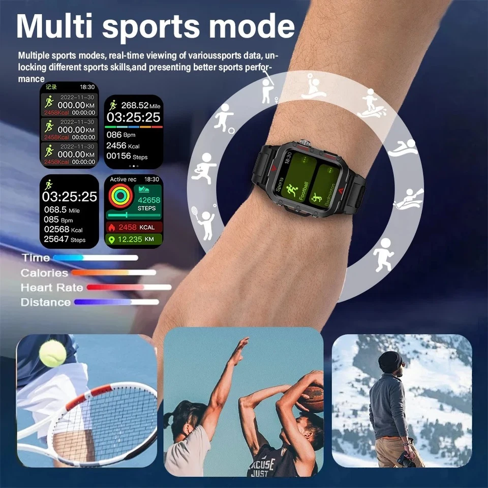 1.71” Men Smart Power Stylish Bluetooth Calling Sports Smartwatch Gym Watch Gift - Image 3 of 4