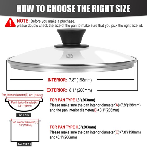 Pan Lid 8 Inch - Tempered Glass Pot Lid - Replacement Pan Cover for Cast Iron... - 第 2/8 張圖片