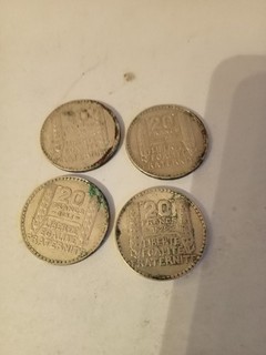 lot de 4 pièces 20 francs turin argent 80 grammes