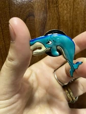 Rare Lunch At The Ritz Whale/Dolphin Clip on Earrings 