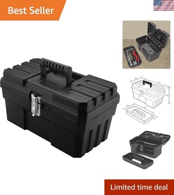 Water-Resistant 14-Inch Toolbox with Steel Latch - Secure Craft & Tool Organizer